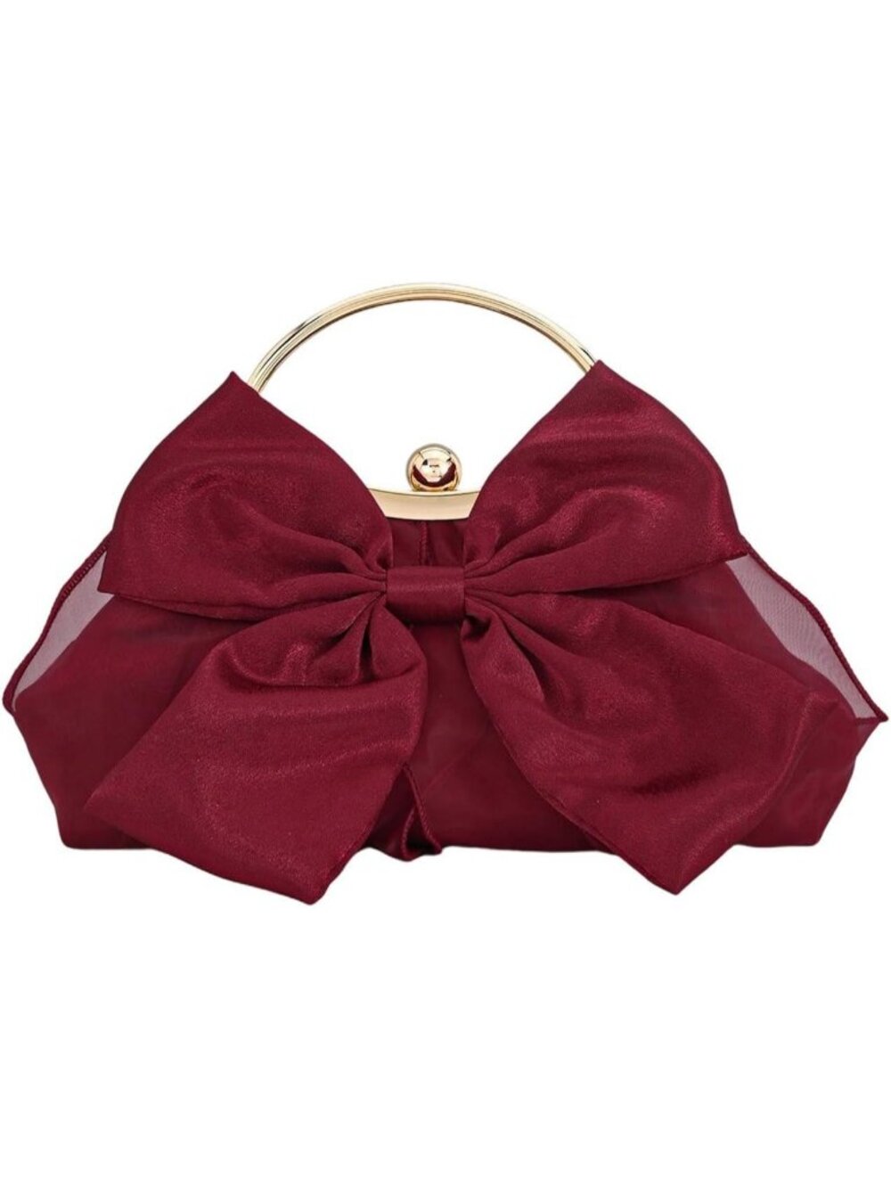 Women's Red Floral Clutch Purse Wedding Guest Bow Evening Crossbody Bag